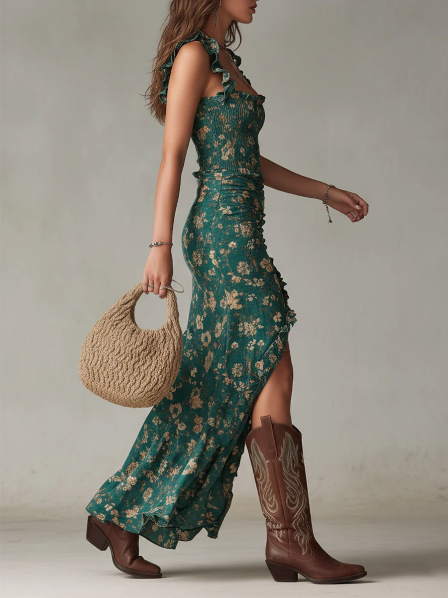 Giulia | Abito Maxi Verde Bohemien