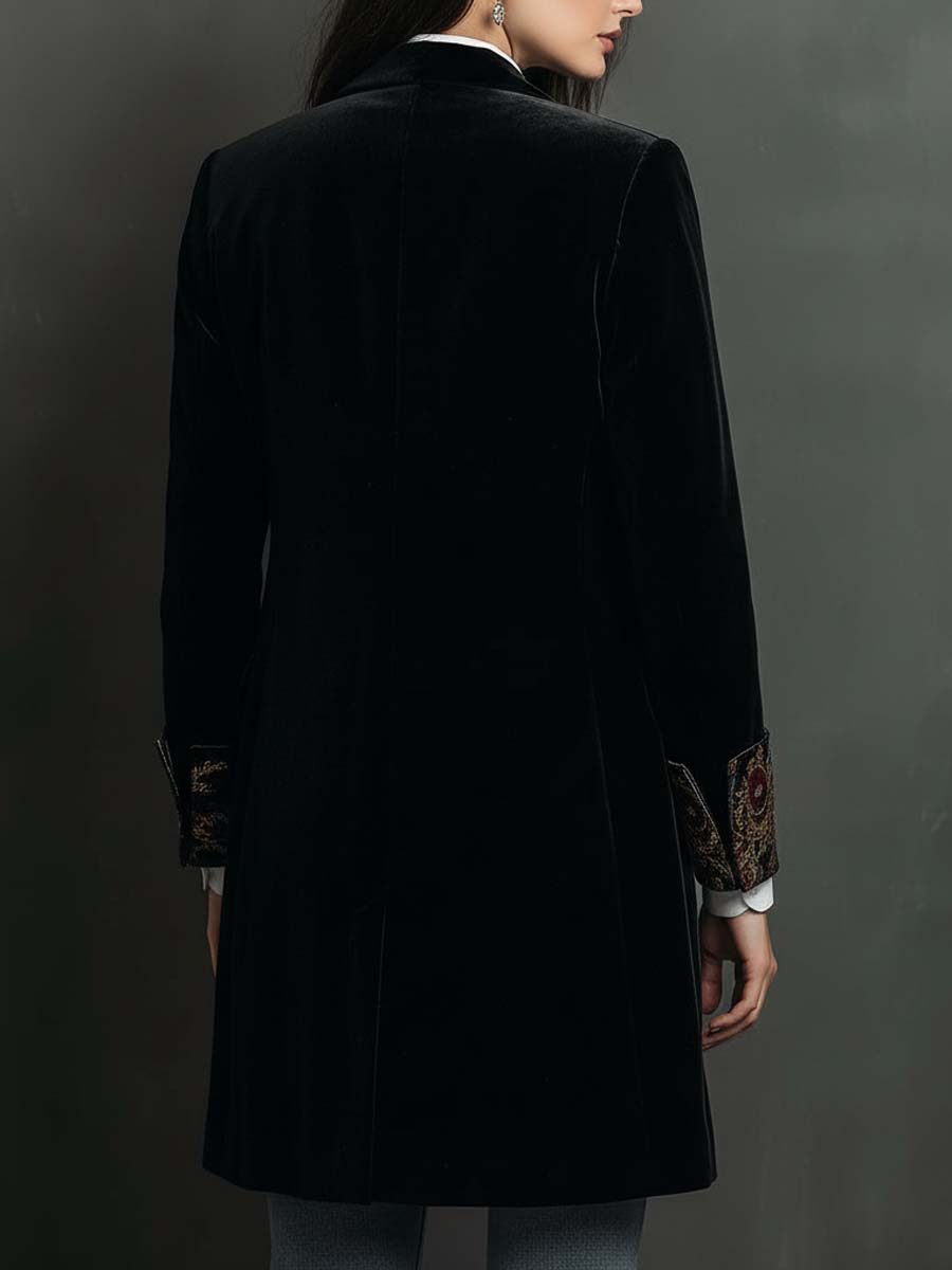 Camilla | Blazer Aderente con Stampa Barocca Nera
