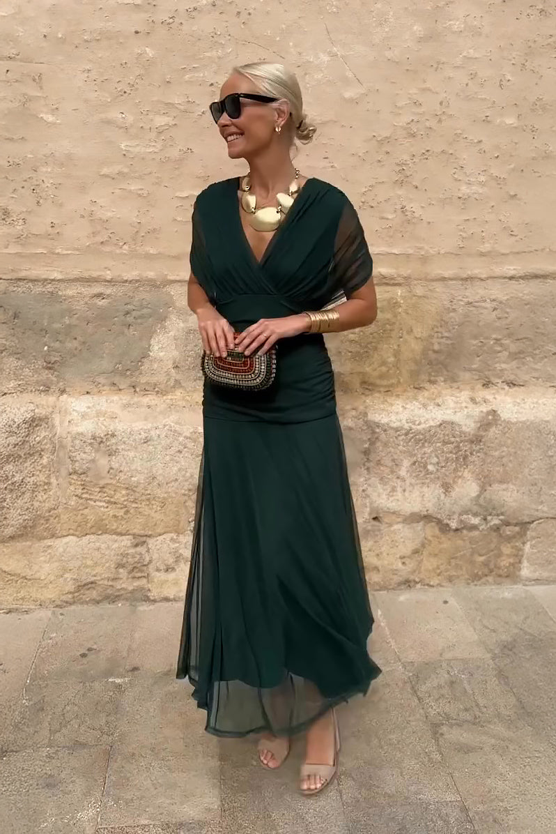 Louisa | Robe Maxi de Fête Élégante à Col V