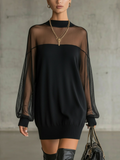 Amélie™ | Elegante Mini Abito Nero con Maniche in Rete