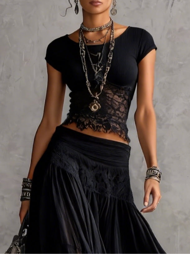 Giulia | Top Pizzo Nero Gonna Maxi