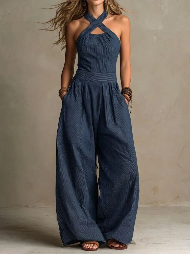 Isabella | Tuta Lunga Fluida con Scollo Halter